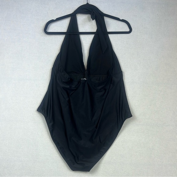 Boohoo Plus NWT Control Halterneck Swimsuit Black Size 16 - Picture 8 of 15